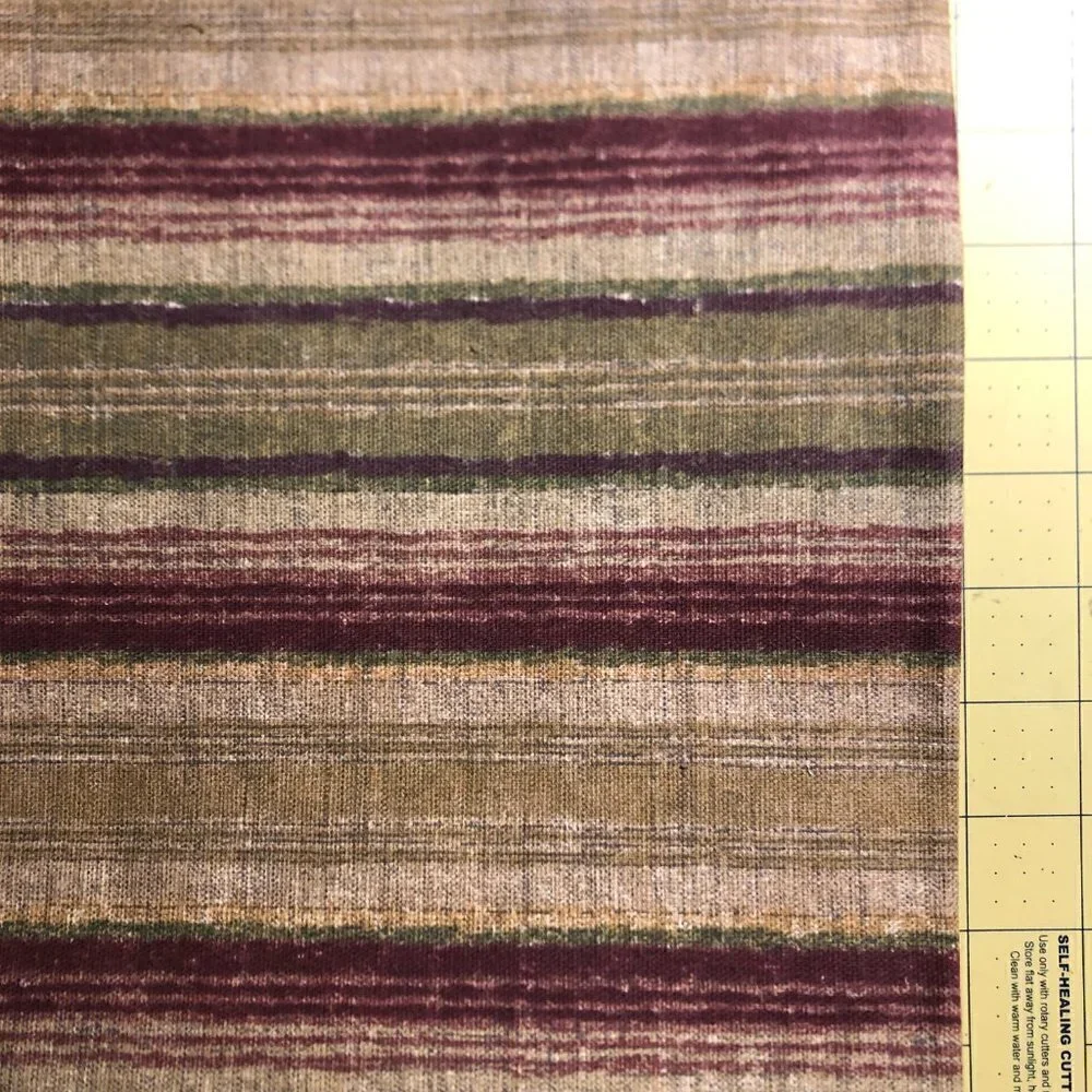 🛒$9 Home Decorative Fabric Upholstery Material Textiles Burgundy Tan Stripe 706